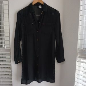 Long Sleeve Sheer Buttoned Down Shirt